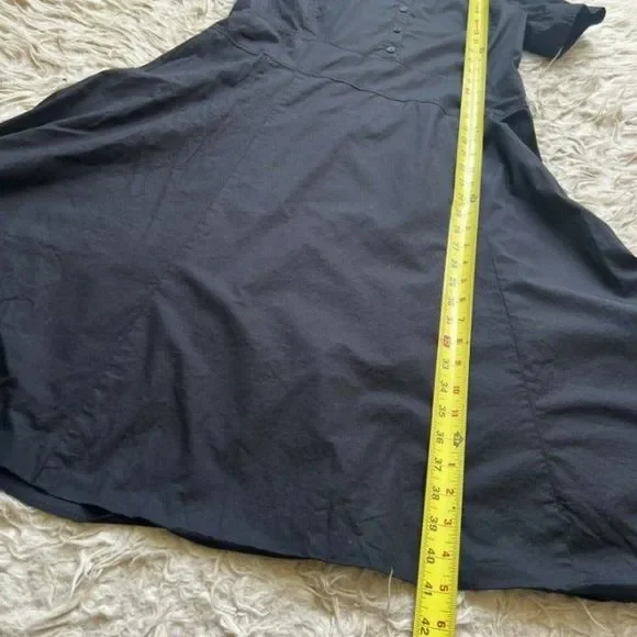 Halogen Womens Fit & Flare Black Shirt Half Button Midi Dress Collared Large - Picture 8 of 12